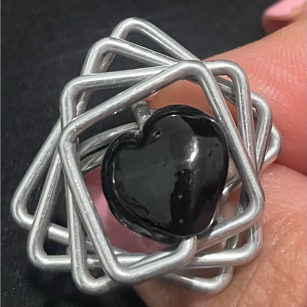 2 Adjustable Metal & Crystal Rings